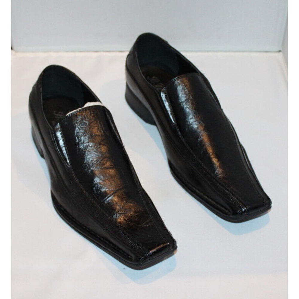 BB&W Classic M1751 black dress shoes loafers Men's Size 8.5 square toe